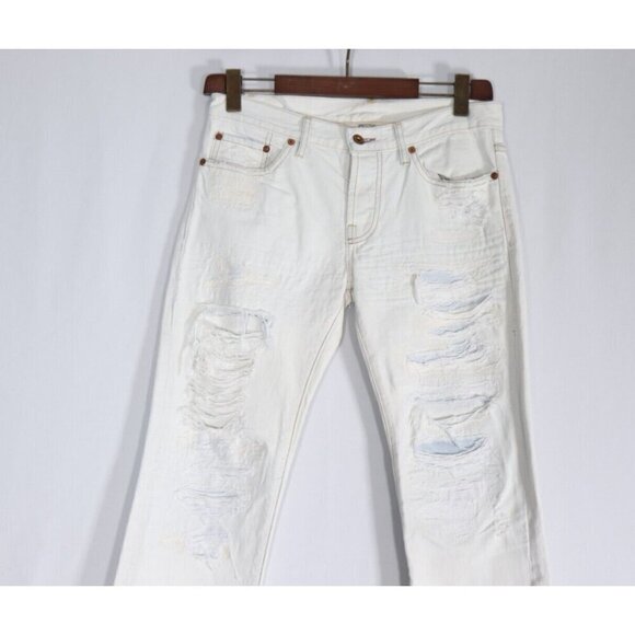 NSF Womens US 27 White Straight Slouch Boyfriend Jeans Distressed Straight Denim - Picture 2 of 7